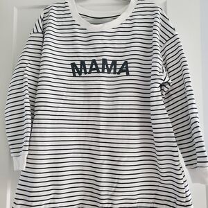 Ingrid & Isabel Black and White Striped Maternity Top